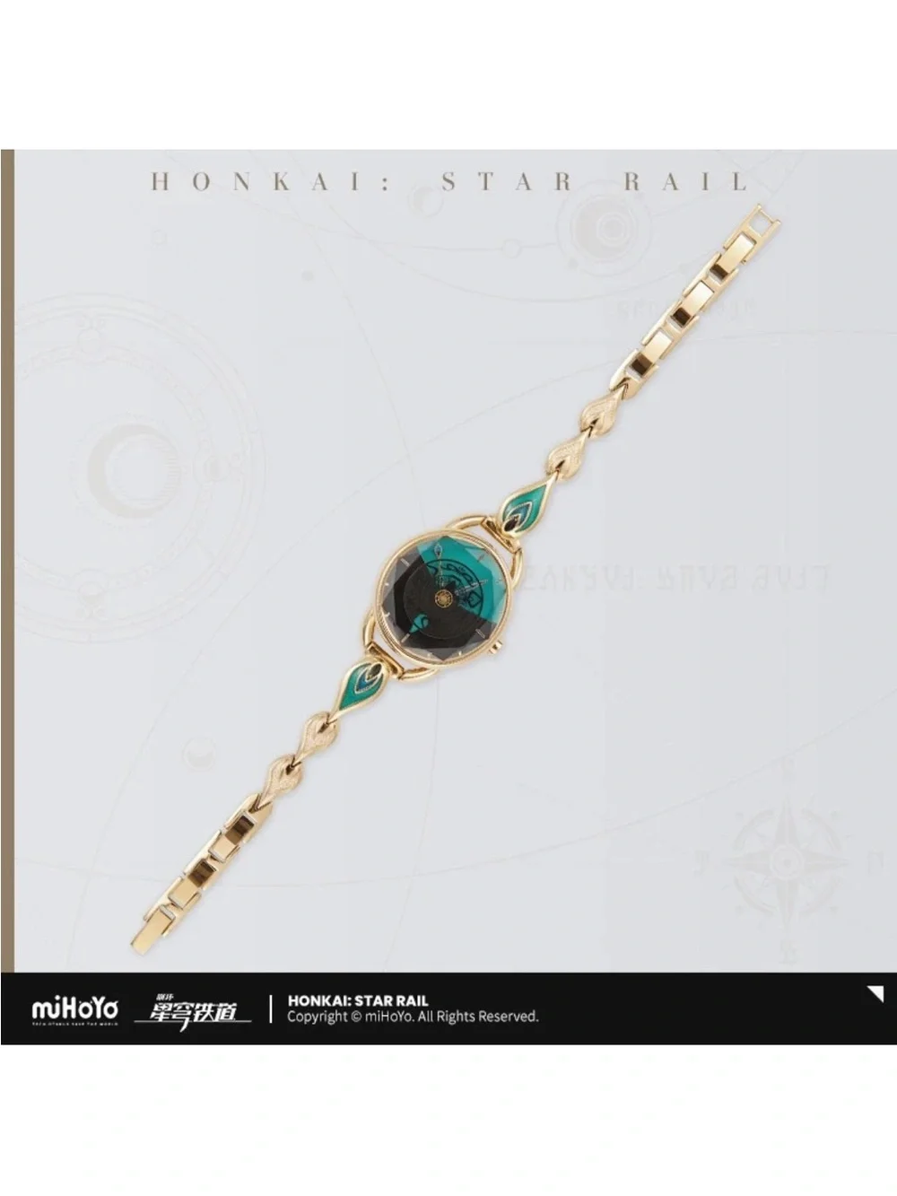 MiHoYo Official Honkai : Star Rail Aventurine Wrist Watch with a Milanese Strap